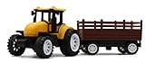 Neokiddo Toys Friction Powered Trolley Farm Tractor Toy for Kids & Toddlers/Boys & Girls – Durable Push & Go Farm Vehicle for Ages 3+, Medium Size Plastic Toy for Pretend Play & Outdoor Fun (Yellow)