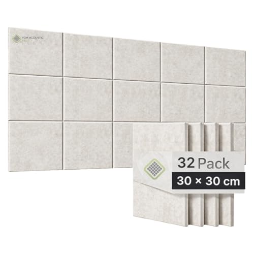 Image of YGM Acoustic Foams Luxury PET Felt Acoustic Self Adhesive Panels, 10 MM Thick, Sound Absorbing Panels for Wall | Room Noise Reducer & Sound Dampening (Pure Beige, 1x1 Foot - 32 Panels)