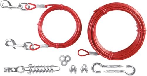 Trixie 2293 Spannleine mit Laufleine, 15 m, rot