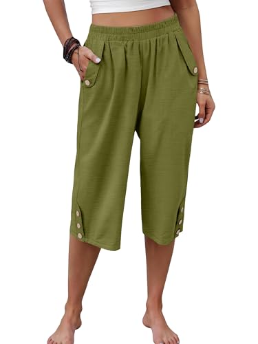 Image of ANRABESS Womens Wide Leg Capri Pants Elastic Waist Casual Loose Lounge Trousers 2026 Summer Flowy Beach Vacation Clothes