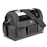 STAHLWERK Werkzeugtasche - 11 Außentaschen, 10 Innentaschen, robuste Installateur-Tasche, tragbarer Werkzeugkoffer, Montagetasche mit Tragegriff und Schultergurt, strapazierfähiges Polyester-Gewebe