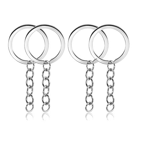 DROLE 35Pcs Keychain Rings with Chain Split Key Ring Chain with Open Jump Rings for Moon Rotation Pendant Trays Keychain Pendants DIY Jewelry Crafting White K