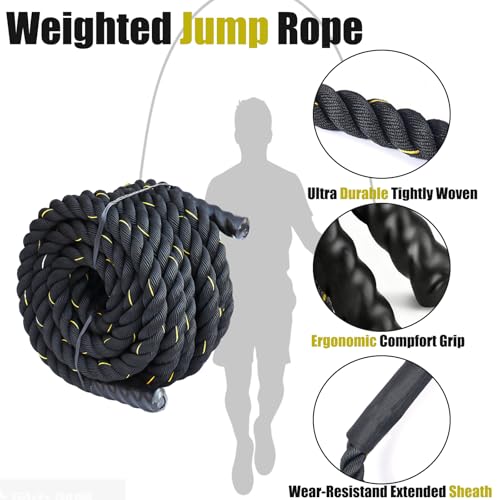 Jump Rope, Weighted Jump Rope for Fitness, 9.2ft Heavy Jumping Ropes for Exercise, Adult Workout Rope for Men & Women Improve Strength, Skipping Rope for Gym Training, Home Workout - Image 3