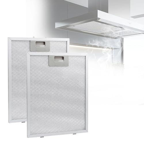 2Pcs 320x260mm Metal Grease Cooker Hood Filters, 5-Layer Aluminum Extractor Fan Vent Filter, Universal Replacement for Most Cooker Hoods and Extractor Fans (Silver)