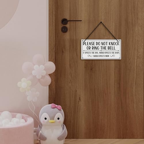 Image of Putuo Decor Do Not Ring Doorbell Sign Sleeping for Front Door PVC Shhh is Sleeping Do Not Knock or Ring Doorbell Door Knob Hanger Sign for Home Room Nursery Kindergarten Decor