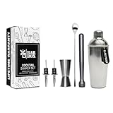 Bar Box 6-Piece Cocktail Shaker Set – Bartending Kit with Mixer Tools & Accessories, Portable Drink Maker, Gift for Men, Whiskey Lovers, Dad, Couples, Wedding, Birthday