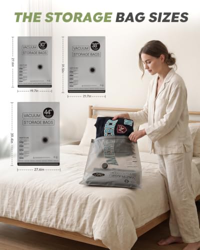 Image of Vacuum Storage Bags with Rechargeable Pump for Travel, 15 Combo Set
