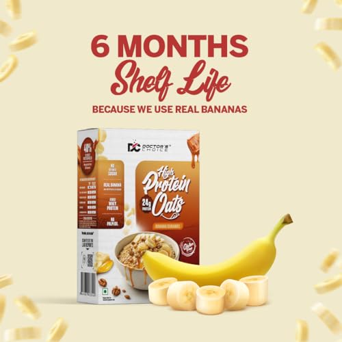 Image of DC DOCTORS CHOICE High Protein Oats Banana Caramel Flavour 750g | 24g Protein | Made with Real Bananas | No Refined Sugar | Healthy Instant Oatmeal Breakfast | High Fiber Oats Box