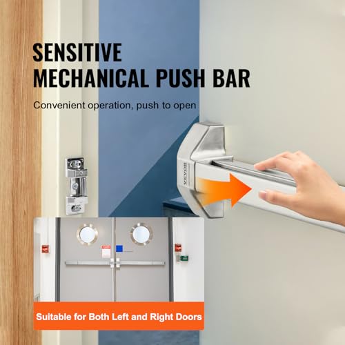 VEVOR Door Push Bar Panic Exit Device, 31” Stainless Steel Commercial Emergency Exit Door Push Bar with Exterior Lever and 3 Keys, Emergency Exit Door Hardware for 30"-36" Metal Wood Door by VEVOR - Image 2