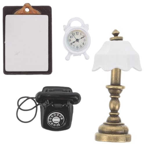Toyvian Accesorios para Casa De Muñecas En Miniatura Mini Teléfono Pequeño Portapapeles Reloj Despertador En Miniatura Lámpara De Mesa Pequeña Accesorios para Casa De Muñecas Muebles De