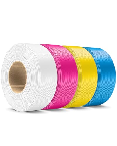 Image of SUNLU 4KG PLA Plus Filament Refill 1.75mm, 1000g PLA+ Filament Bundle 4 Packs, 3D Printer Filament Refill for Reusable Spools, Fit for Most Brand Spool. 1KG /Roll, White+Magenta+Yellow+Cyan