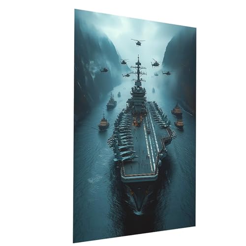 Aircraft Carrier Paint by Numbers for Adults Warship Canvas for