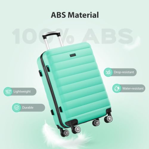 3 Piece Luggage Set, Hard Shell Lightweight Luggage, 20 24 28 Inch Travel Set, Wheels, Internal Combination Lock, Mint Green3