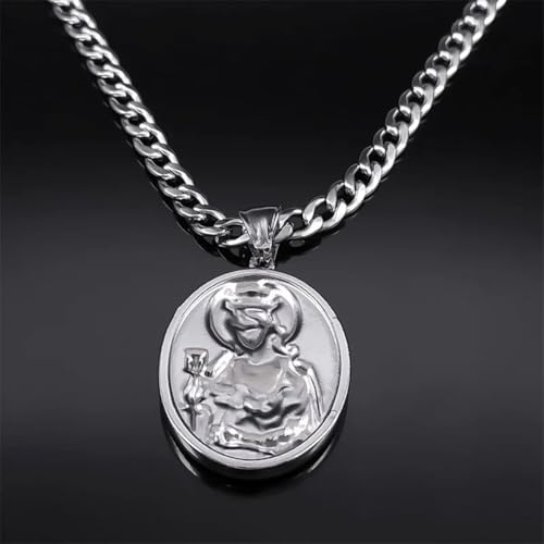 New 2025 316 Stainless Steel Saint Barbara Medallion Necklace Silver Color Pendant Men Catholic Religion Necklaces Jewelry Santa Bárbara With For You Jewelry Fashion Accessories Creative Gift4