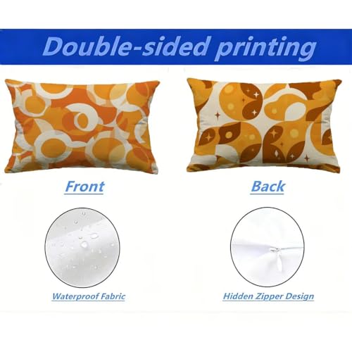 Housses de coussin de jardin 40x80 texture lin haut de gamme orange - 3