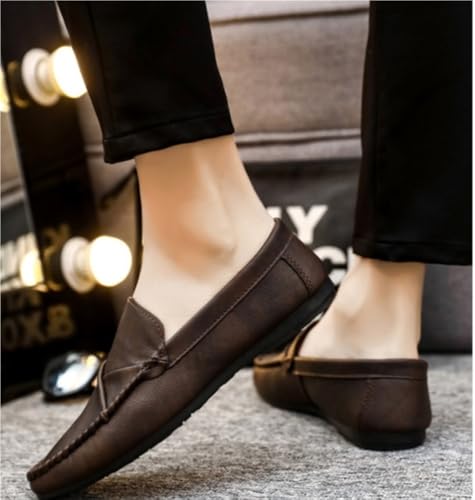 Men's Loafers Shoes Lightweight Moccasins Leather Comfortable Lightweight Slip Resistant Fashion Party Slip-ons4