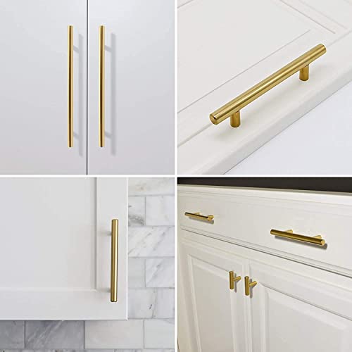 Goldenwarm 10Pcs Cupboard Handle Gold Cabinet Handles Brass Kitchen Handles Stainless Steel, Hole Centers: 160mm - Image 4