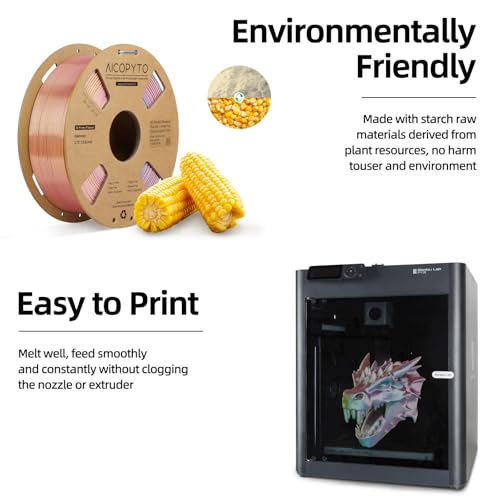Image of Silk Tricolor PLA Filament 1.75mm, 3D Printer 3-in-1 Multi Color PLA Filament, Dimensional Accuracy + /-0.02mm 1KG Spool (2.2 lbs), Shiny Silk Texture, Triple Color Silk PLA Filament (Blue Pink Yellow)