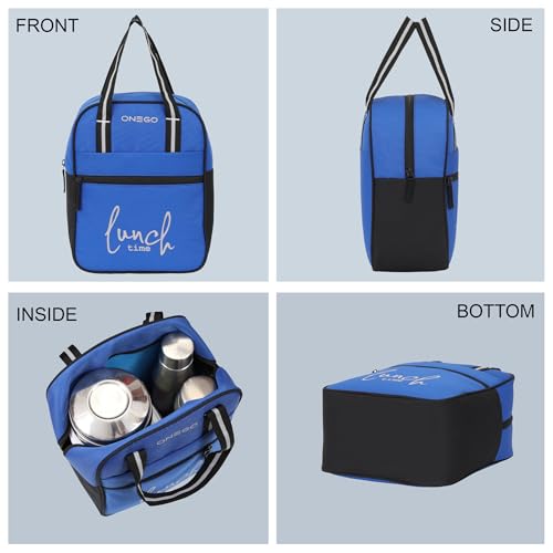Image of Durable & Lightweight Lunch Bag | Trendy Water-Resistant Tiffin Bag & Meal Holder for Office, School, Travel & Picnic, Stylish, Insulated Design for Men, Women & Kids (Royal Blue)