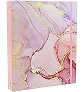 Mini 3 Ring Binder 5.5 x 8.5 in, 1 Inch Binder with Elastic Cord, Fits for Loose Leaf Paper, Shee...