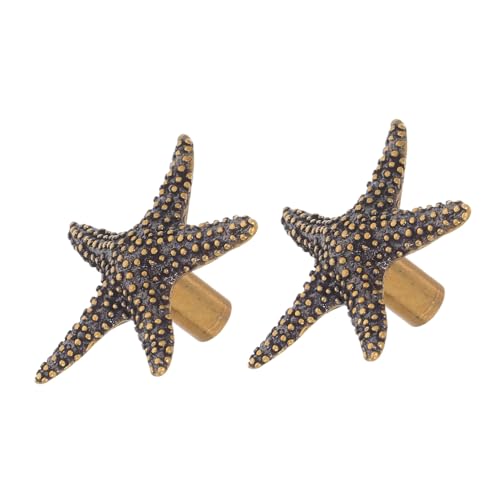 CLISPEED 2個 ワードローブ ノブ スター ドア ハンドル サービング トレイ ハンドル ハードウェア スター プル 貝殻 引き出し プル ヴ