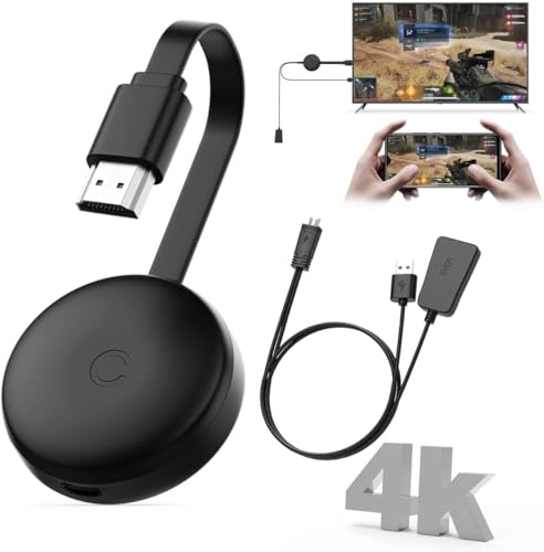 4K Wireless HDMI Display Dongle Adapter, Receptor Screen Mirroring para iOS/Android/Windows/macOS/Laptop/Tablet a TV/Monitor/Proyector, HDMI Extender Compatible con AirPlay, Miracast, DLNA
