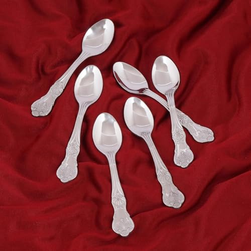 Image of Culinex 18 /8 Premium Stainless Steel 4.4 inch Tea Spoon Set of 12 for Tea, Coffee, Spices, Dessert - Fest | Small Spoons, Silver Rustproof Stylish Flatware By thinKitchen