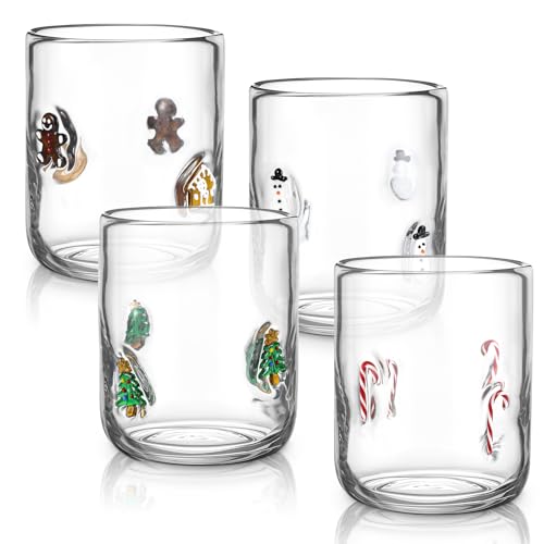 Tessco for you 4 Pcs Christmas Icon Juice Glasses Cup