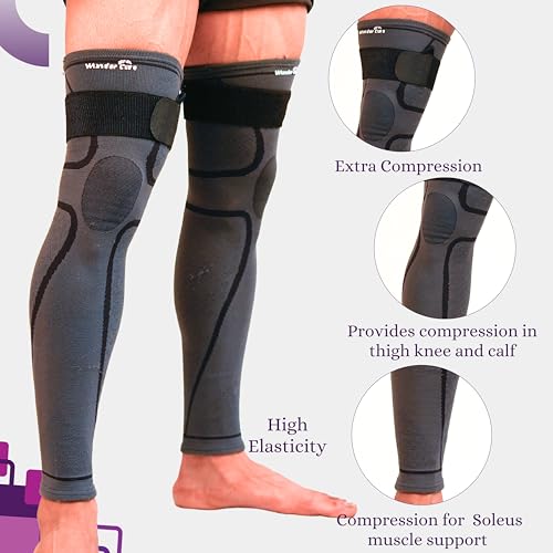 Manchon de compression en bambou jambes complètes pour la course à pied S - 3