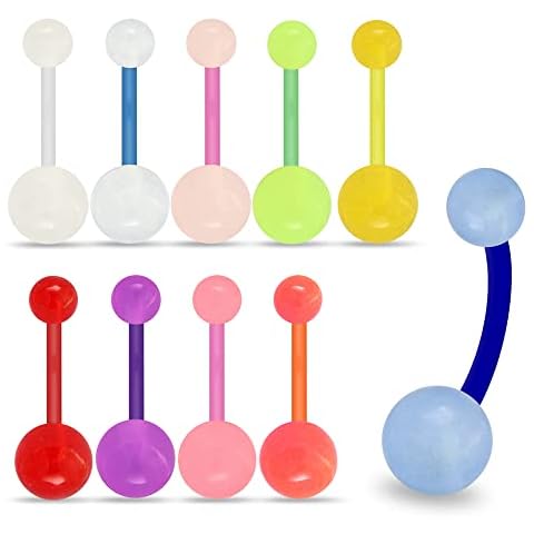 hwojjha 10 UV luminescent balls, bioplastic flexible banana belly button buckle (10 mixed colors) Cover