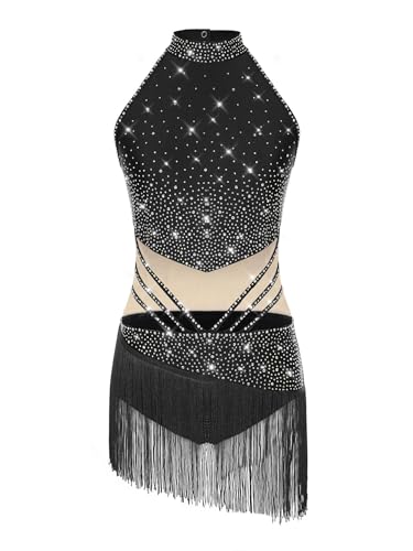 Aislor - Aislor Patineuse Tenue Patinage Artistique Femme Justaucorps Gymnastique Danse Latine Rythmique Compétition Costume Spectacle Noir S