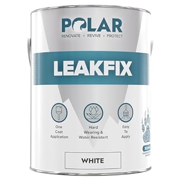 Polar Premium Leak Seal White paint- 2.5 L - Instant Waterproof Roof sealant - Ideal for Leaks, Cracks & Roof Repair - Concrete, Brick, Metal, Drainpipes & Gutters - Easy to Apply