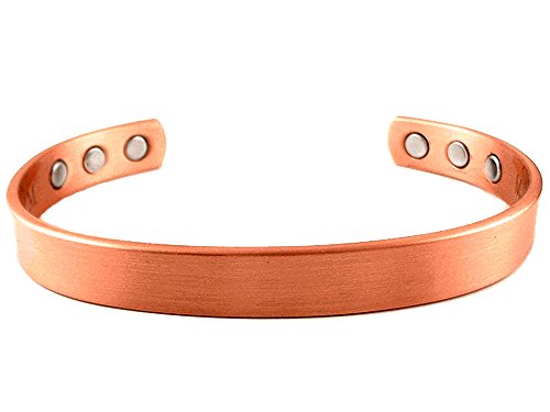 Shiny Solid Copper Powerful 6 Magnet Magnetic Therapy Cuff Women's Bracelet Minimum 2000 Gauss Each Magnet