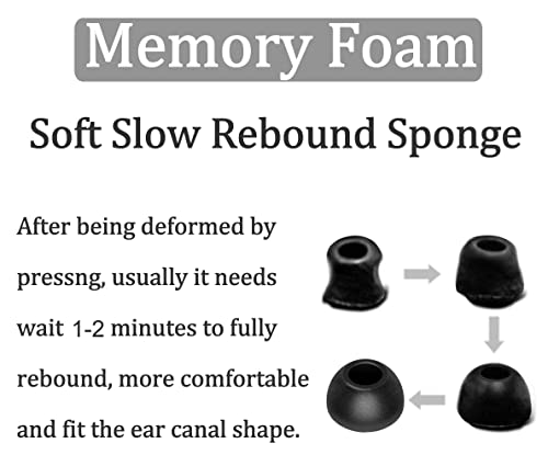Image of Galaxy Buds 3 Pro Memory Foam Tips Earbud, 2 Pairs Replacement Comfortable No Silicone Pain Noise Isolation Earbuds Accessories Compatible with Samsung Galaxy Buds 3 Pro - Black S