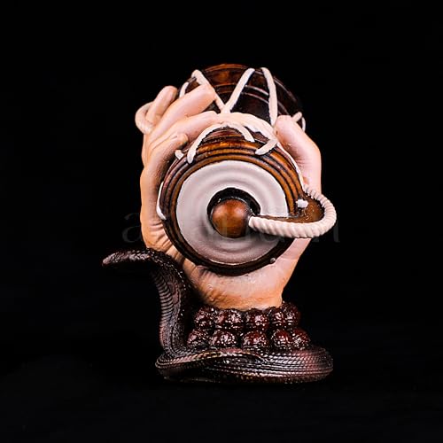 Image of Artarium Shiva Damru Idol Shiv Hand Murti Shivji Hand with Damru Statue Religious Shiva with Shehnaag Showpiece Ideal for Car Dashboard Pooja Room Home Decor (Shiv Damru Light Brown 3 Inch)