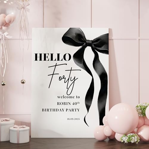 Bow Birthday Party Sign, Black Bow Party Theme, Foamboard Party Welcome Sign, 18th Party, 21st Party, 30th Party, Customise for Any Age - Image 3