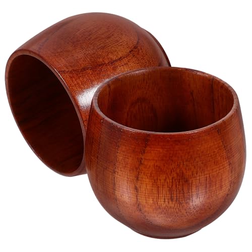 OFFSCH 2pcs Japanese Style Wooden Shot Glasses Tea Cups Heat-resistant Drinking Cups for Bar Home Party