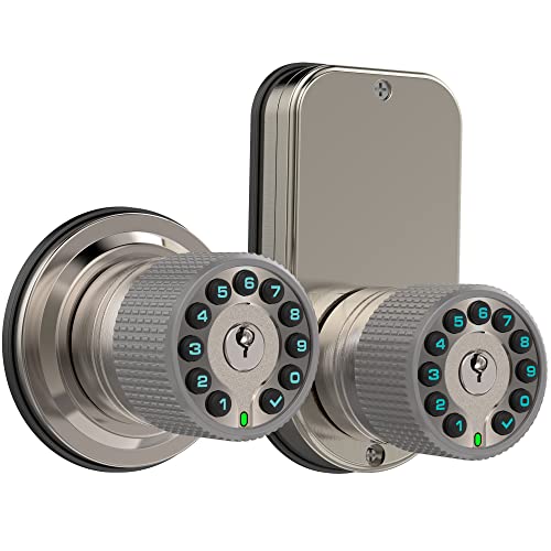 Double Sided Keypad Door Knob With Dual Cylinders And Key Alike, Iuknob Keyless Entry Smart Door Lock For Entrance, Fence, Gate, Swimming Pool,Waterproof And Weatherproof For Outdoor & Interior Door. #TOP5