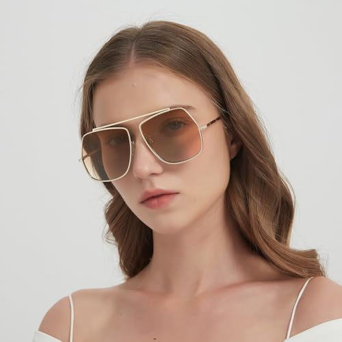 SODQW Oversized Square Sunglasses for Women Trendy Big Large Gold Metal Frame Sun Glasses 2025 Fashion Ladies Shades2