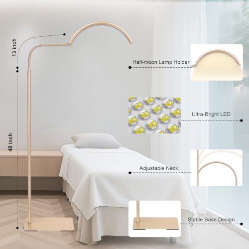 Image of Half Moon LED Floor Light - Professional Shadow-Free, Dimmable Lamp | for Lash Techs, Estheticians & Tattoo Artists | Eyelash Extensions, Nail Art, Home & Office (Gold)