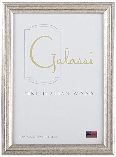F. G. Galassi Handcrafted Fine Italian Wood Photo Picture Frame, Silver Channel, 8x10 Model No. 29680