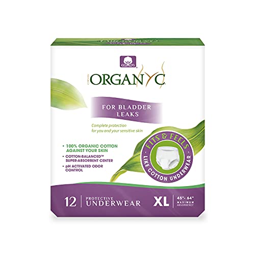 Image of Organyc Bladder Control Underwear for Women - Organic Cotton Protective Underwear for Incontinence, Leak Protection, Odor Protection and Sensitive Skin, X-Large, 48 Count