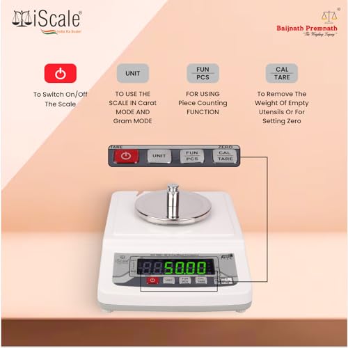 Image of iScale i-31 600g x10mg (0.01g) Gold Weighing Scale for Jewelry Shop and Home Professional uses with Windshield Cover, Front & Back double display