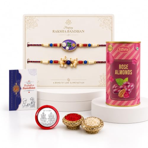 Image of DeoDap Shiv Parvati Design Rakhi Lumba Bhabhi Set of 5 with Chocolate, Silver Pooja Coin, Greeting Card, Lumba Rakhi for Bhabhi - Rakhi Gift for Bhai & Bhabhi