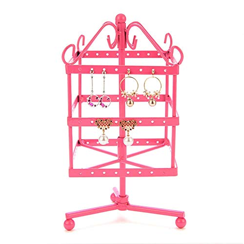 Acreny 96 Agujeros Collar Pendientes Expositor de Joyas Estante Rotatoria Metal Soporte Expositor Soporte - Rosa Roja