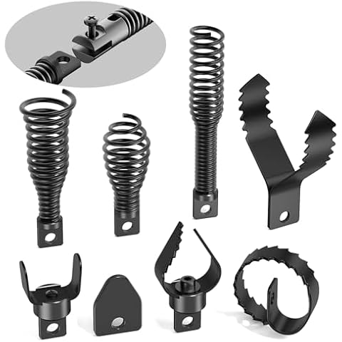 POPULO 8-Piece Drain Snake Drill Attachment - Tackle Any Clog with Precision,Commonly Used in POPULO 50FT-100FT AC Drain Cleaning Machine,Suitable for 5/16-inch to 3/4-inch Drain Snake Cable Cover
