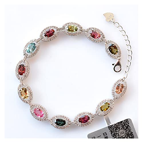 Pulseras de espinela OwKay joyería un regalo memorable de cadena facetada ovalada 5