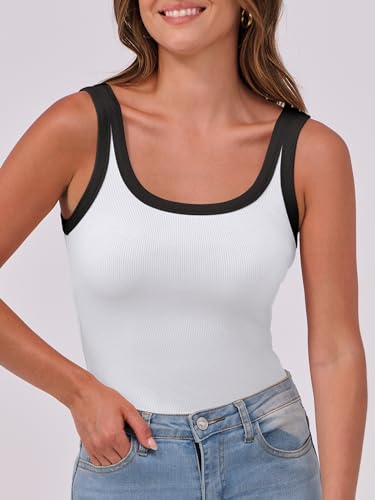 Image of ANRABESS Womens Sleeveless Scoop Neck Tank Top Ribbed Fitted Summer Basic Slim Cute Tops 2026