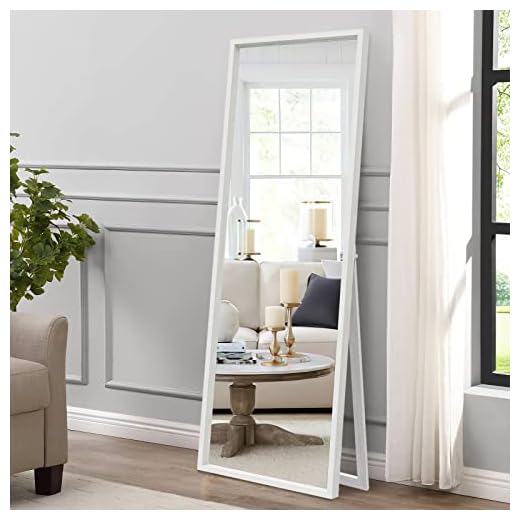 MIRUO Full Length Mirror, 59" x 20" Floor Mirror with Stand, Mirror Full Length for Wall, Free Standing or Wall Mounted or Leaning Against Wall, White