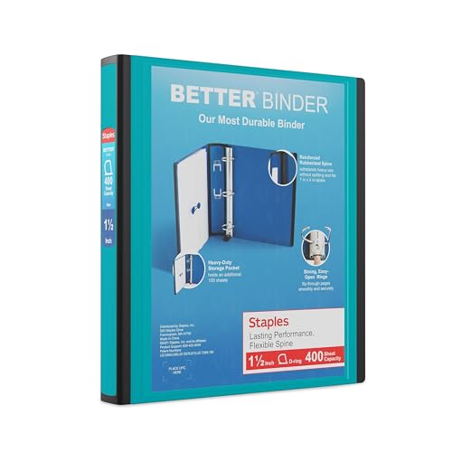 Staples 1 1/2-inch 3-Ring Better Binder, Light Blue, 3/Pack (ST55858-CCVS)